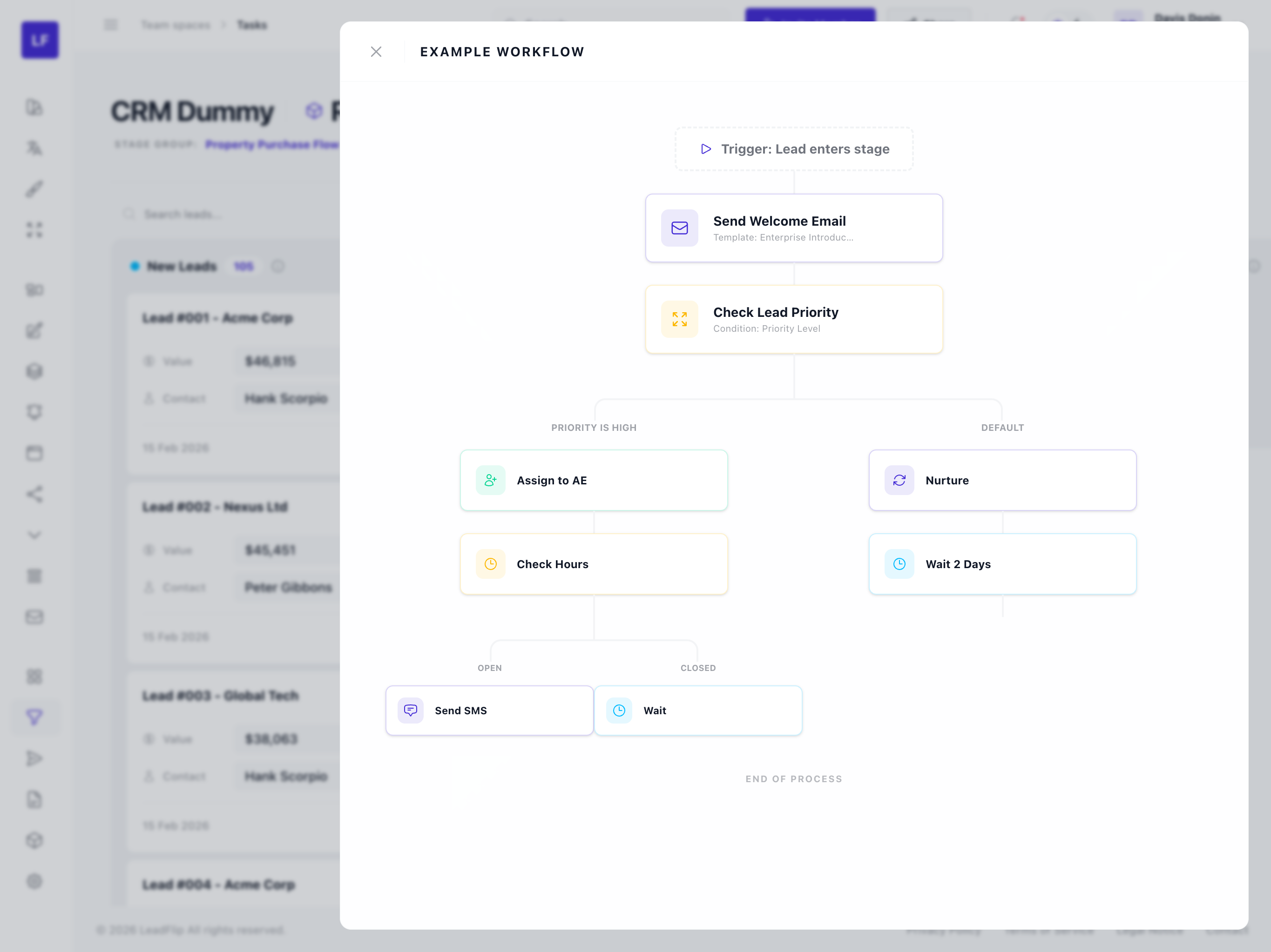 Add Action menu in Automation Builder
