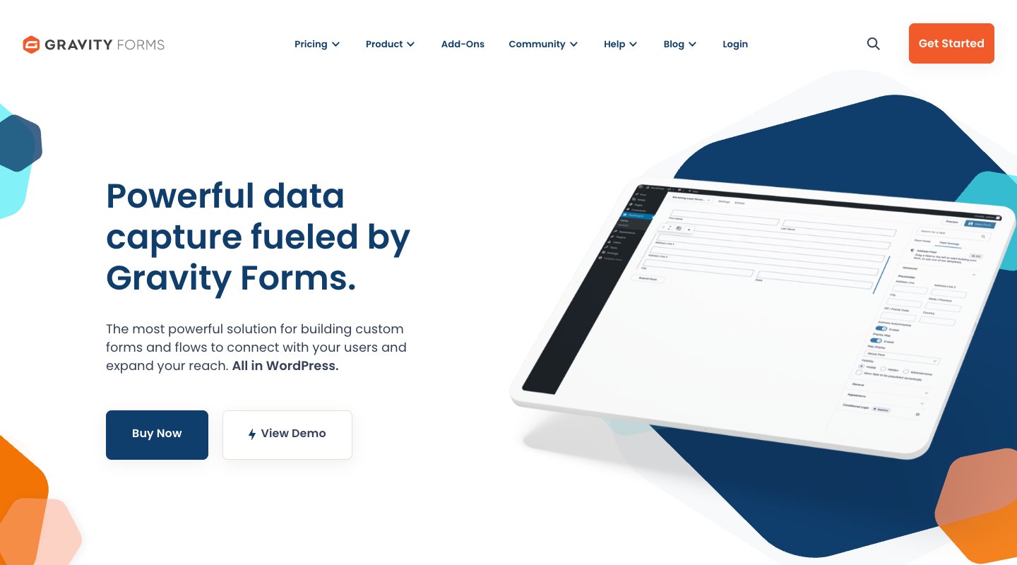 Gravity Forms homepage