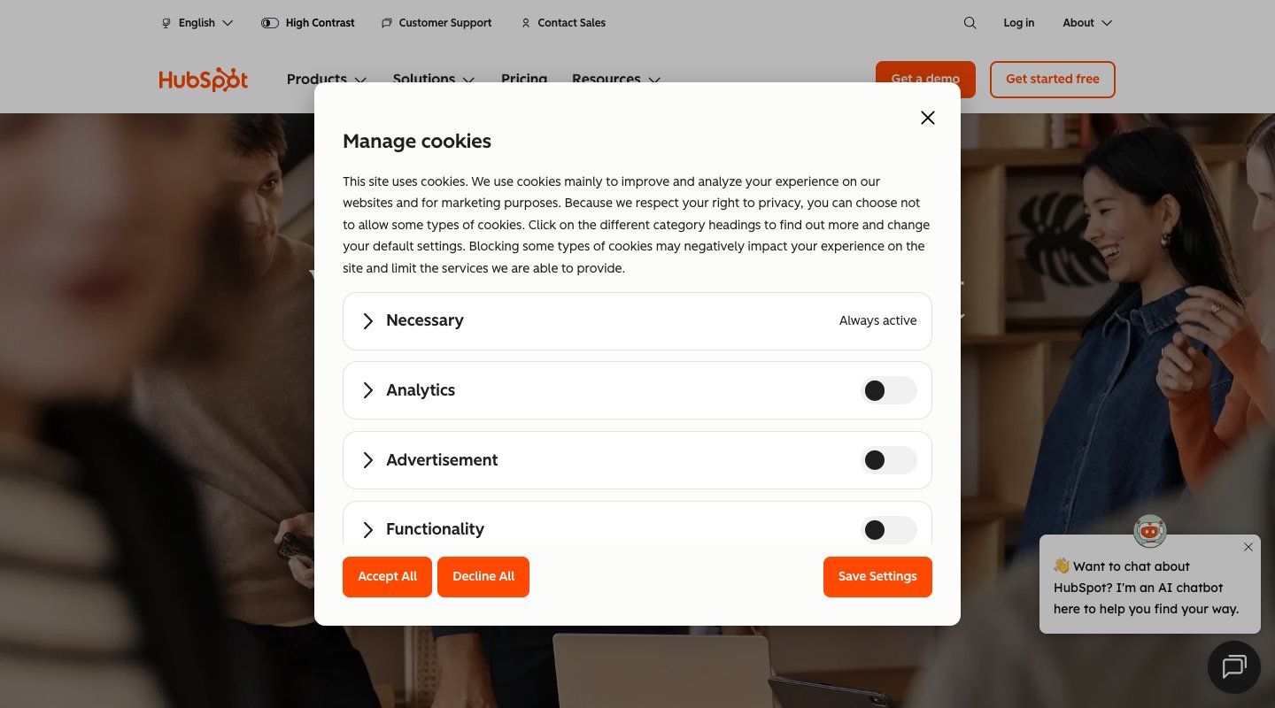HubSpot homepage